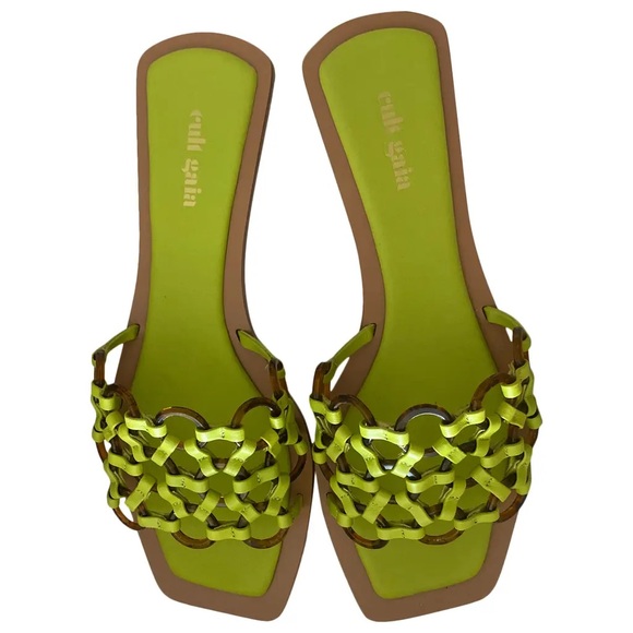 cult gaia Shoes - Cult Gaia Bea Sandals in Zest Neon Green size 7.5